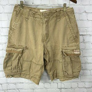 Aeropostale Cargo Shorts sz 30 Men Tan Khaki Inner Drawstring Surplus 31 inch